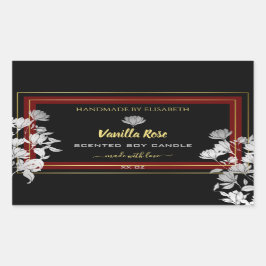 人目を引くフローラ製品ラベル黒と金ゴールド 長方形シール