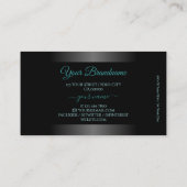 人目を引く白黒グラデーションティール(緑がかった色)フレームロゴ 名刺 (裏面)