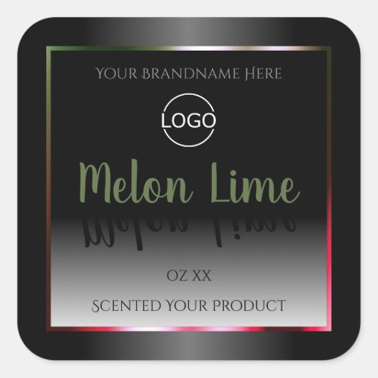 人目を引く白黒製品ラベル追加ロゴ スクエアシール (正面)