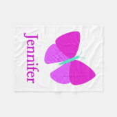 人目を引く芸術的なラインパターン蝶 + 名前 フリースブランケット (正面(横))