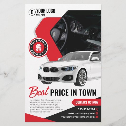 人目を引く車のディーラー車のレンタル車の採用 チラシ (正面)