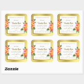 人目を引く金ゴールドと白いフローラ製品ラベル スクエアシール (シート)