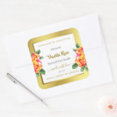 人目を引く金ゴールドと白いフローラ製品ラベル スクエアシール (封筒)