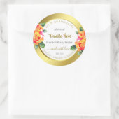 人目を引く金ゴールドと白いフローラ製品ラベル ラウンドシール (バッグ)