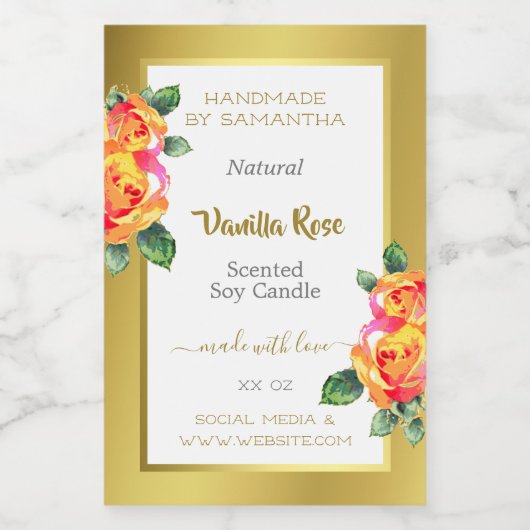 人目を引く金ゴールドフローラ製品ラベル美しいと フードラベル (シングルラベル)