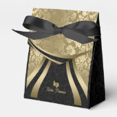 人目を引く金ゴールドブラックダマスク動的ライン2 フェイバーボックス (正面サイド)