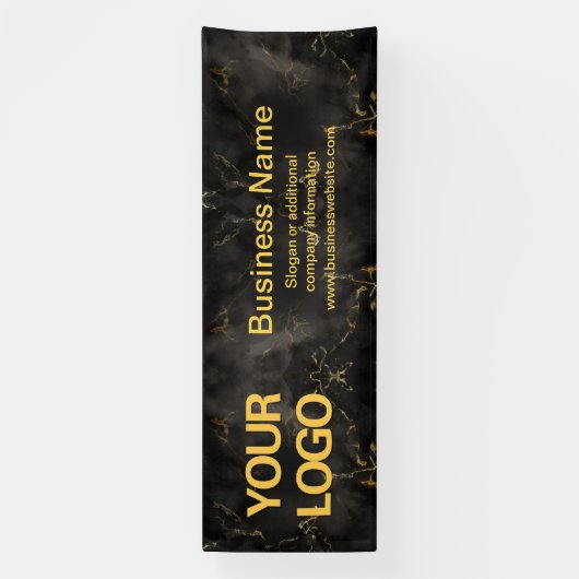 人目を引く黒と金ゴールドの大理石ビジネススローガン 横断幕 (縦)