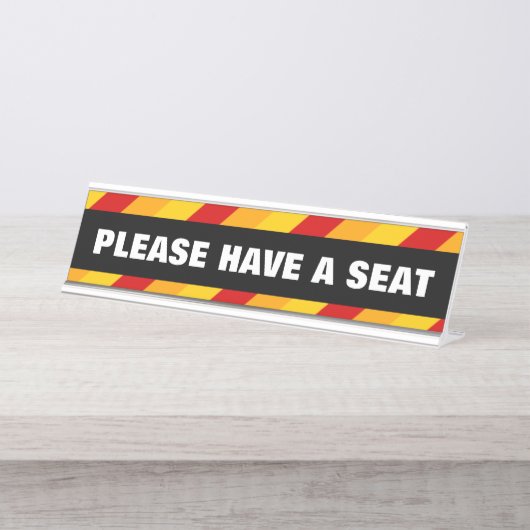 人目を引く「おはっきりした席をお願い」 デスクネームプレート (正面)