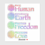 人種の人間の宗教は政治の自由を愛するステッカー シール (シート)
