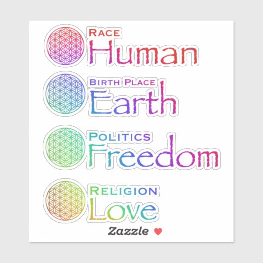 人種の人間の宗教は政治の自由を愛するステッカー シール (シート)