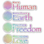 人種の人間の宗教は政治の自由を愛するステッカー シール (正面)