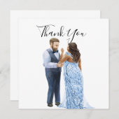 人種を超えたカップルの結婚式のお礼カード 招待状 (正面/裏面)