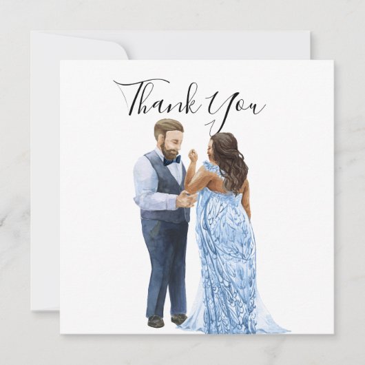 人種を超えたカップルの結婚式のお礼カード 招待状 (正面)