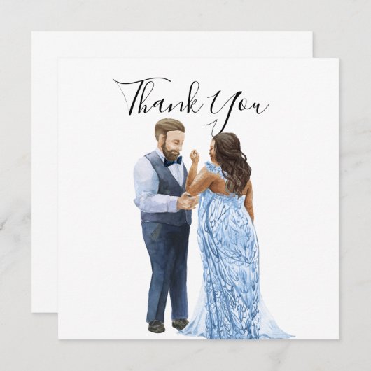 人種を超えたカップルの結婚式 感謝のカード 招待状 (正面/裏面)