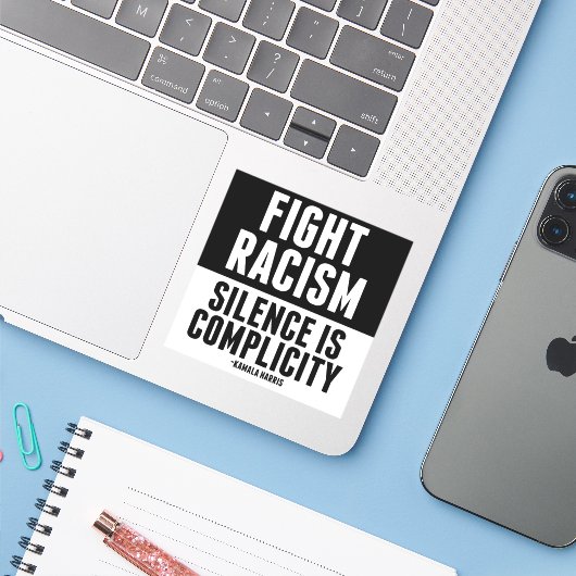 人種差別と闘う沈黙は共犯クラシック的なSラウンド シール (ノートパソコンとiPhone)