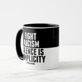 人種差別と闘う沈黙は共犯白黒 マグカップ (正面左)