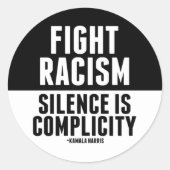 人種差別と闘う沈黙は共犯 ラウンドシール (正面)