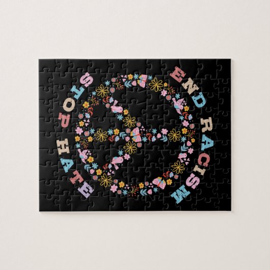 人種差別の嫌いストップを終える ジグソーパズル (横)