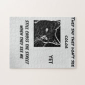 人種差別の迷信の黒猫引用文 ジグソーパズル (横)