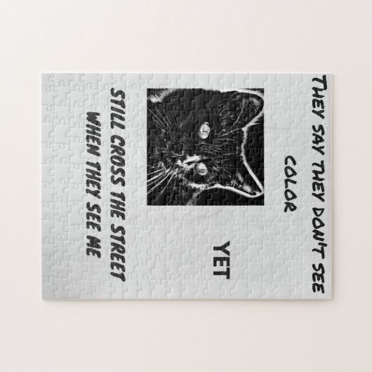 人種差別の迷信の黒猫引用文 ジグソーパズル (横)