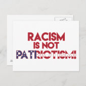 人種差別は愛国心ではない！アンチ人種主義の抗議 ポストカード (正面/裏面)