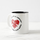 人種差別は癌だ ツートーンマグカップ (正面左)