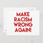 人種差別を再び間違える！アンチ人種主義の抗議 ポストカード (正面/裏面)