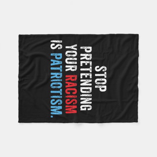 人種差別を装うことは愛国心アンチトランプ フリースブランケット (正面(横))