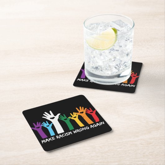 人種差別を誤ったハート手にする スクエアペーパーコースター (インサイチュ)