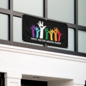 人種差別を誤ったハート手にする 横断幕 (ビルの外側)