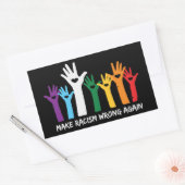 人種差別を誤ったハート手にする 長方形シール (封筒)