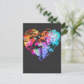 人種差別ストップデザインカラフル世界ハート記号 ポストカード (スタンド正面)