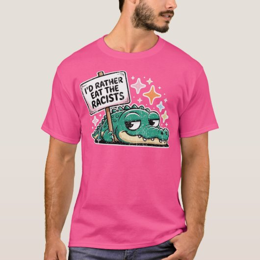 人種差別主義者を食うワニ - フェミニスト ギフト クラシック Tシャツ (正面)
