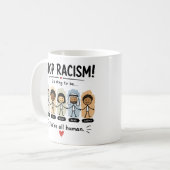 人種差別反対 私たちは皆ひとつの人類 コーヒーマグカップ (正面左)