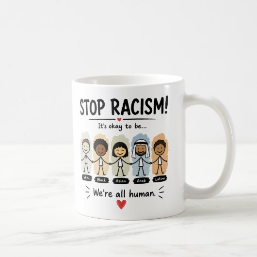 人種差別反対 私たちは皆ひとつの人類 コーヒーマグカップ (右)