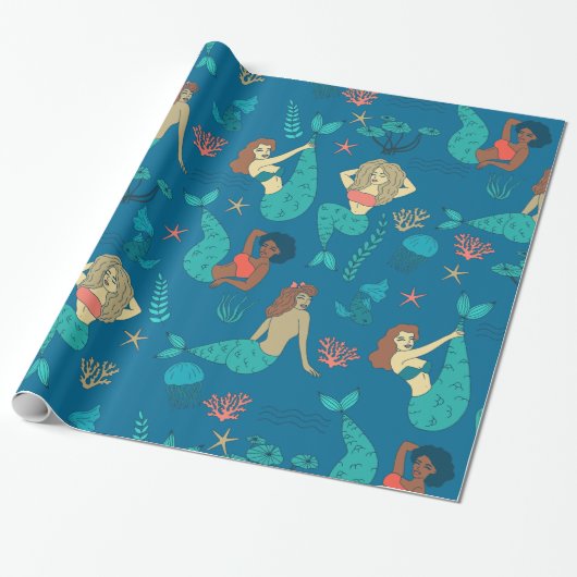 人種数々の人魚パターンプリント ラッピングペーパー (アンロールド)