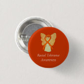 人種耐性オレンジ認識度エンジェルリボンピン 缶バッジ (正面&裏面)