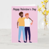 人種間のゲイカップルバレンタイン·デー2人の男性が恋 カード (黄色い花)