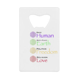 人種：人間発祥の地：地球の政治：自由Re クレジットカード栓抜き