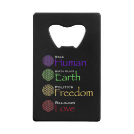 人種：人間発祥の地：地球の政治：自由Re クレジットカード栓抜き