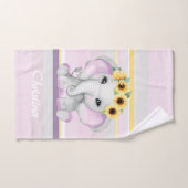 人見知りのベビーゾウガール バスタオルセット (ハンドタオル)