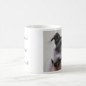 "人親友"の文字が付いているラーチャーの水彩画 コーヒーマグカップ (中央)