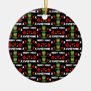 人財醜いサンタクリスマスギフト セラミックオーナメント