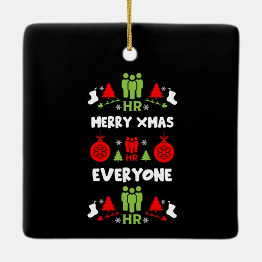 人財醜いサンタクリスマスギフト セラミックオーナメント (裏面)