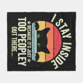 人間おもしろいが過ぎるから中にいる猫 フリースブランケット (正面(横))