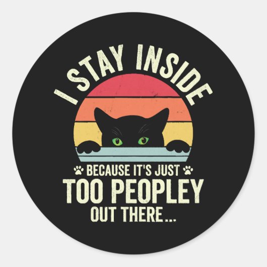 人間おもしろいが過ぎるから中にいる猫 ラウンドシール (正面)