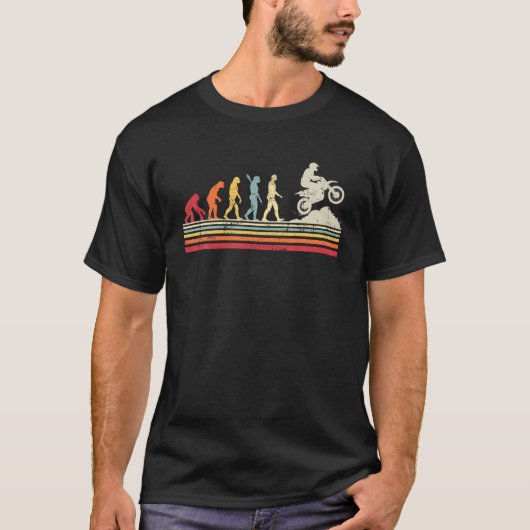 人間おもしろいのダートバイク進化ヴィンテージレトロWom Tシャツ (正面)
