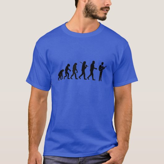 人間おもしろいの進化 – ギターギタリストG Tシャツ (正面)
