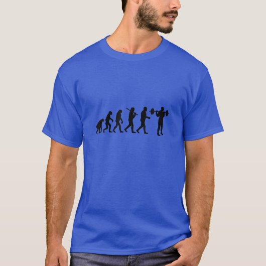 人間おもしろいの進化 – ボディビルスクワット Tシャツ (正面)