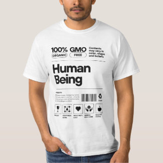 人間おもしろいラベルTシャツ – オーガニック, GMO-Fre Tシャツ